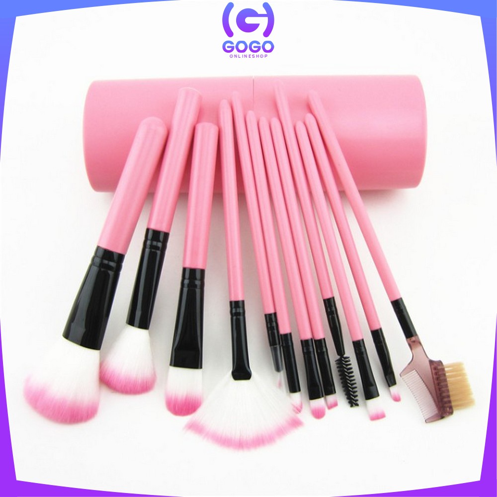 GOGO-K29 Brush Make Up Set 12IN1 Tabung / Kuas Makeup Set Kuas Alis Brush Highlighter Alat Kosmetik