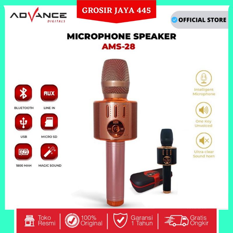 Advance Speaker Karoke Microphone Extra Bass Bluetooth Mic Multimedia AMS 28