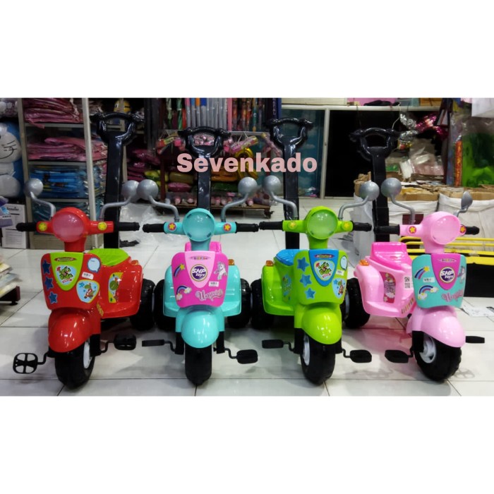 Skuter Scooter 609 Shp Mainan Anak Sepeda Vespa Roda 3 Dorong Musik