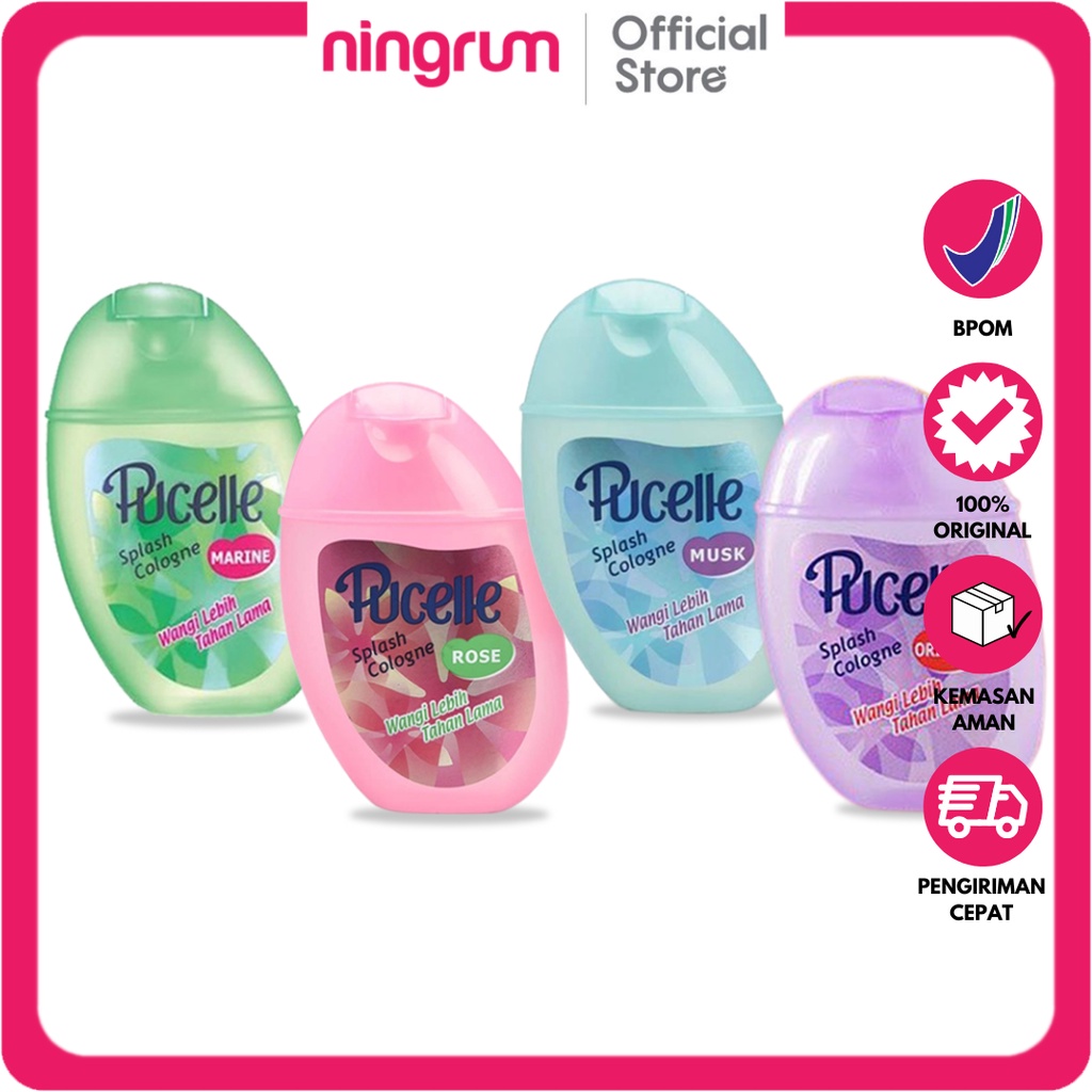 Ningrum - Pucelle Splash Cologne 175 ml | Parfume Wewangian Pucelle Musk Rose Marine Oriental | Parfum Awet Tahan Lama 100% Original BPOM - 9510