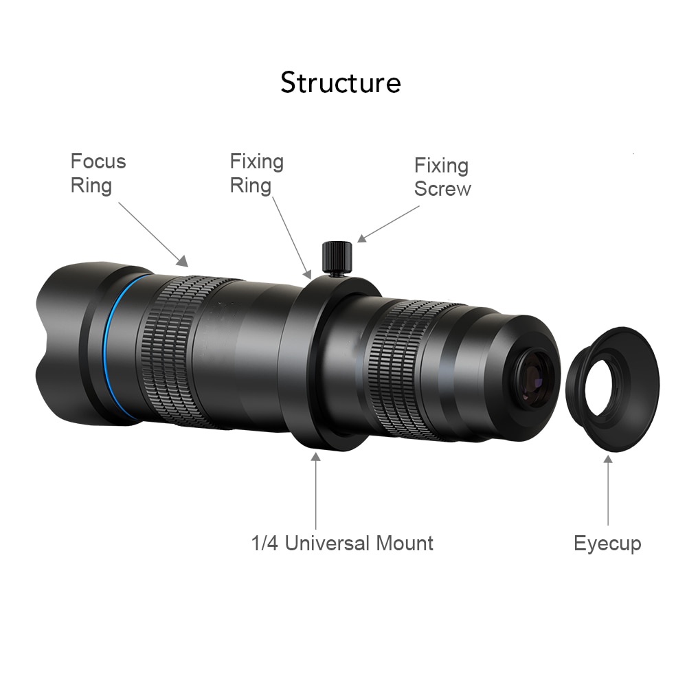 APEXEL Lensa Telephoto Lens Kit 20x-40x + SwitchPod Mini Tripod - APL-JS2040XJJ04 - Black