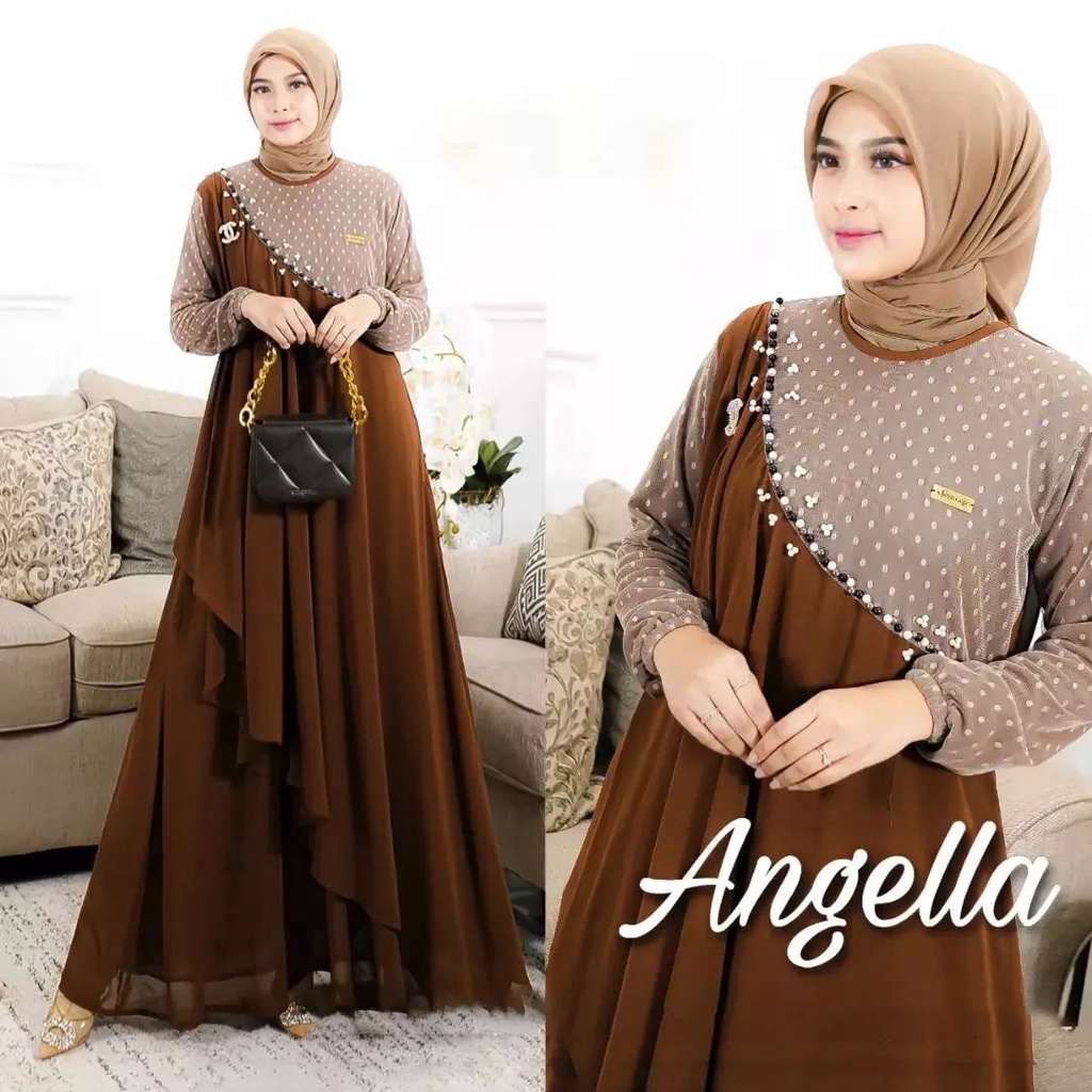 Angella Maxy Dress Wanita Dress Maryam, Bahan Crinkle airflow premium, LD 110 PB 140