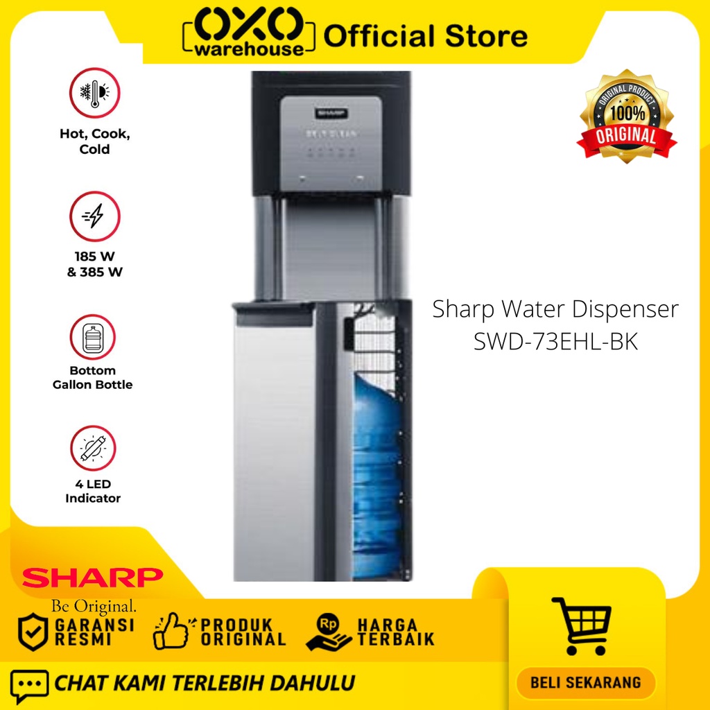 Sharp SWD-73EHL-BK Dispenser Air Berdiri Hitam