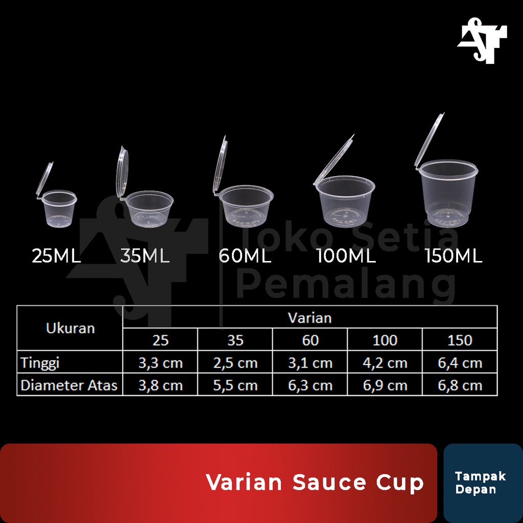 Thinwall Cup Puding Plastik 25ml 35ml 60ml 100ml 150ml Wadah Sambal Sambel Slime Tempat Penyimpanan 