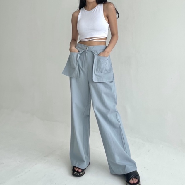 Peach Poppy GISELLE Big Pockets Premium Culottes Pants - Celana Panjang Kulot Wanita Katun Premium