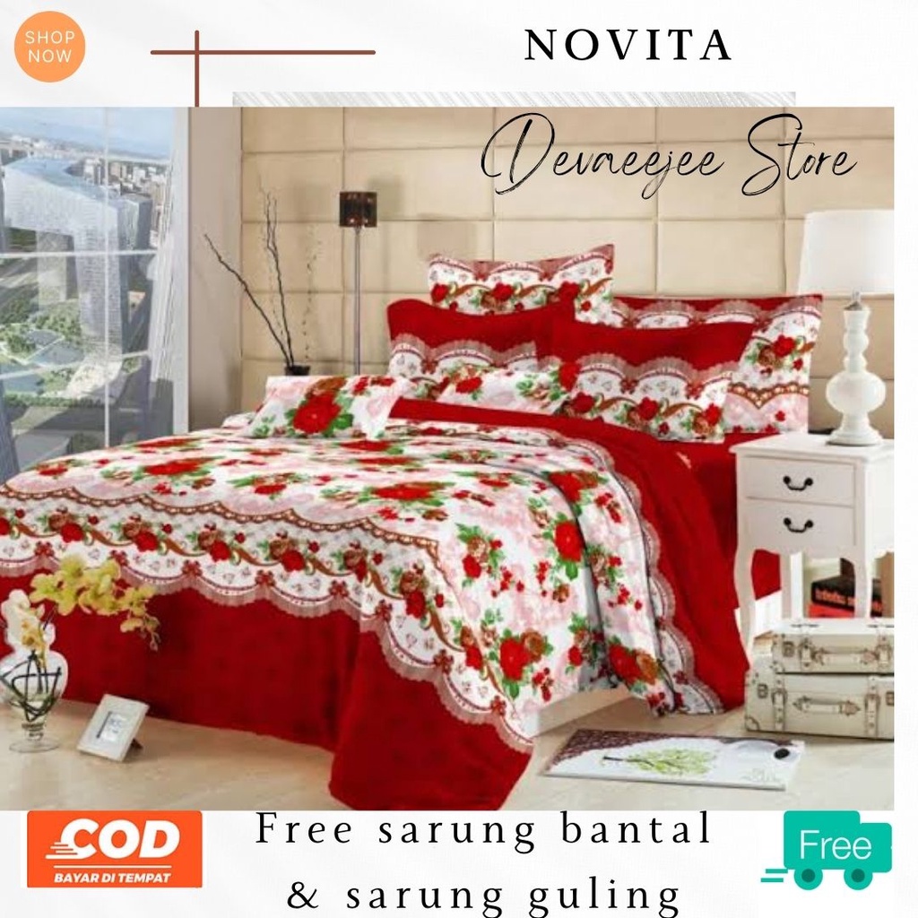 SPREI MURAH PROMO 180x200 SATU SET REDBLACK BAHAN KATUN HALUS PREMIUM TERLARIS UKURAN NO.1