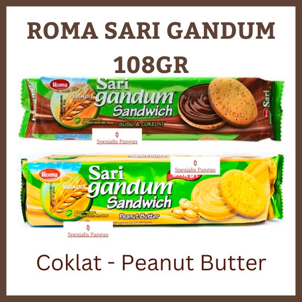 GROSIR!! ROMA SARI GANDUM BESAR SANDWICH COKLAT PEANUT BUTTER KACANG