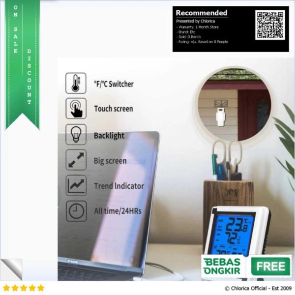 

Unik OOTDY Digital Thermometer Hygrometer Wireless Touchscreen - EN822-C-1 - Putih Etc Diskon