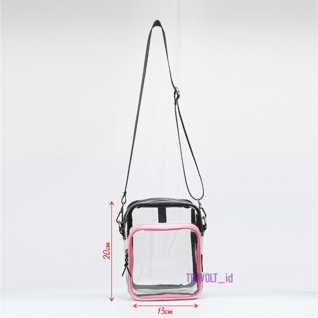 Premium Sling Bag 3 in1 - Travolt - Special Edition BLack-PINK color- Tas PVC Mika tebal - Tas Konser KPOP