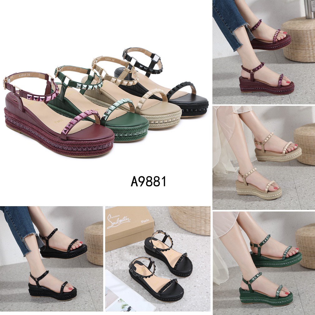 VL Studed Leather Wedges Sandals New Colour A9881