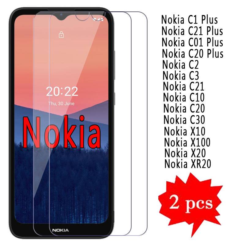 2pcs Pelindung Layar Tempered Glass HD Untuk Nokia C1 C21 C01 C20 Plus C2 C3 C10 C30 X10 X100 X20 XR20