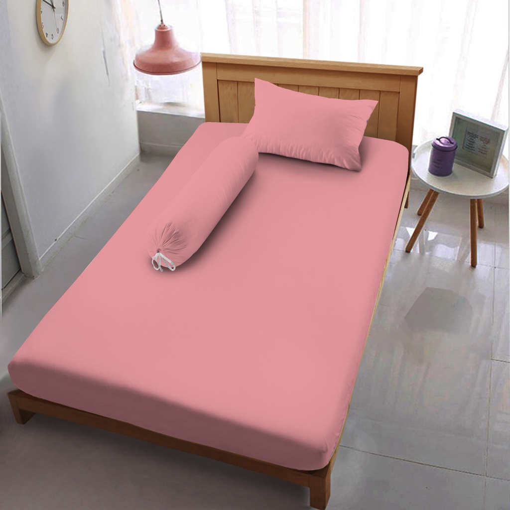 Kintakun Sprei Flat 100/120 Pink Icing Warna Polos Dluxe Microtex 20cm