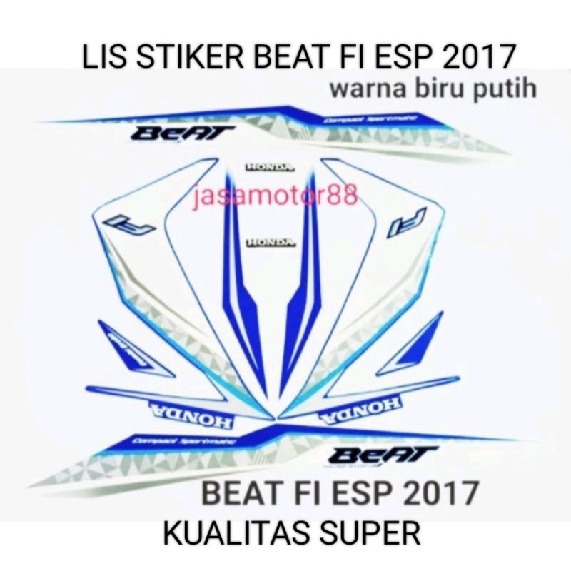 LIS BODY STIKER BEAT FI ESP 2017 WARNA BIRU PUTIH