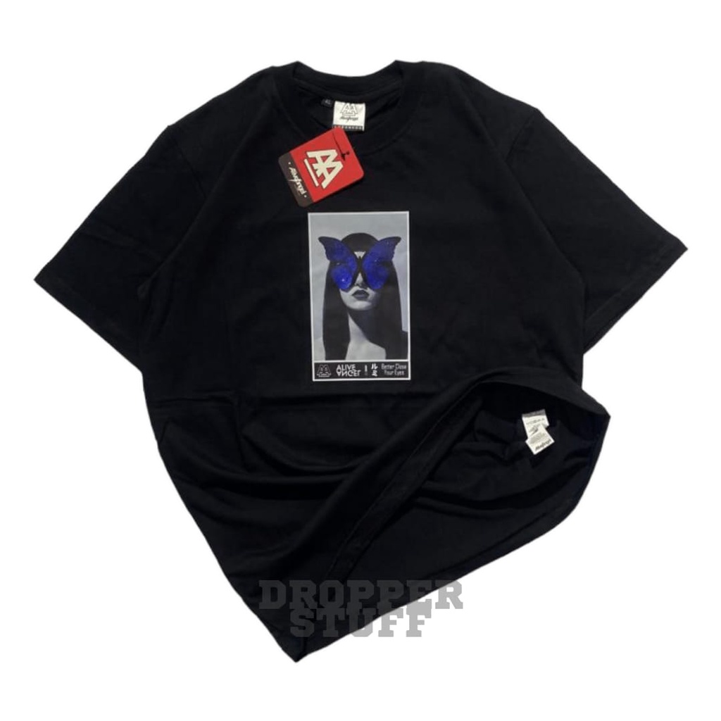 Alive Angel Simpel T'shirt Baju Combad 30s Fantasy Women Baju Distro Mask Girl Butterfly Vintage / D