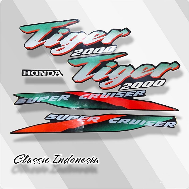 Sticker Lis Striping Honda Tiger Lawas Tiger Lama 2000 hijau merah