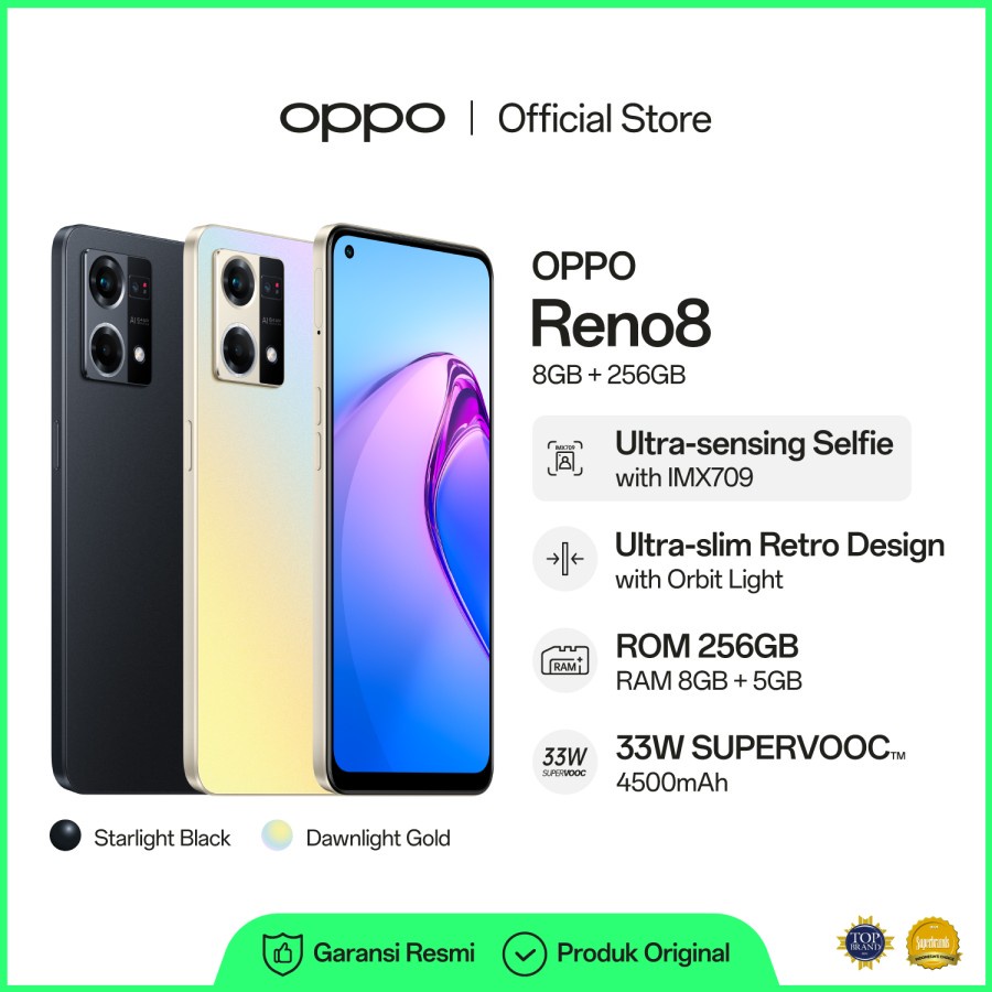 OPPO Reno8 4G 8/256GB Smartphone (Garansi Resmi)