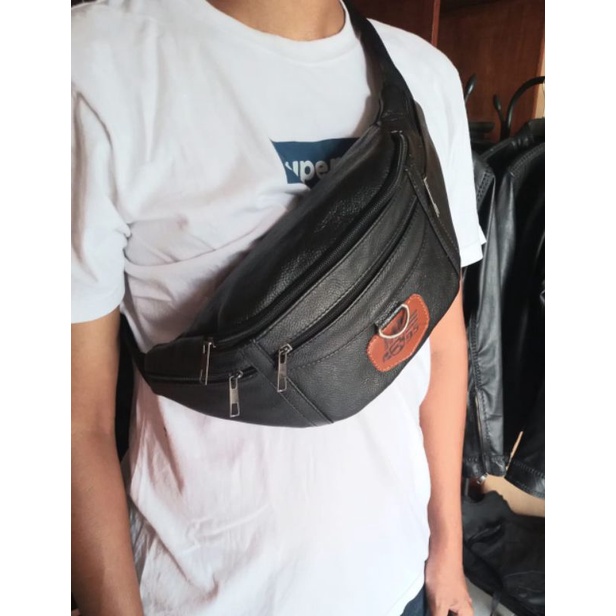 Waistbag Pria Kulit Asli Original Tas Slempang pria Kulit Asli Model Terbaru Anti Api Anti Air New Elegant