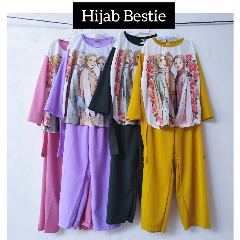 Setelan Oversize Wanita size S M anak tanggung remaja slebew motif hijab jilbab 8 9 10 11 12 13 14 15 tahun