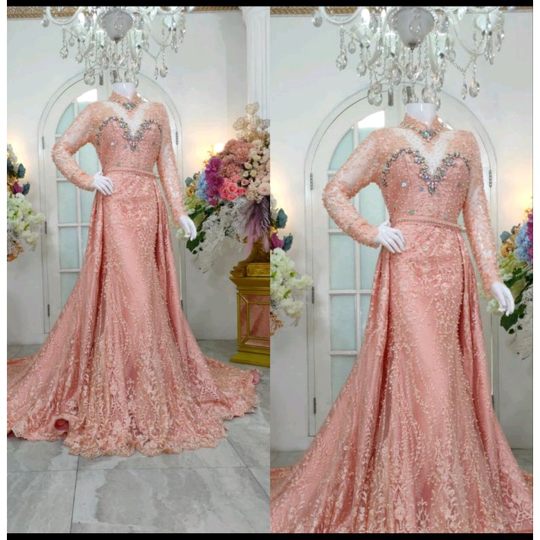 TERKINI//GAUN SLIM MEWAH BEREKOR MODERN//GOWN PENGANTIN BEST SELLER