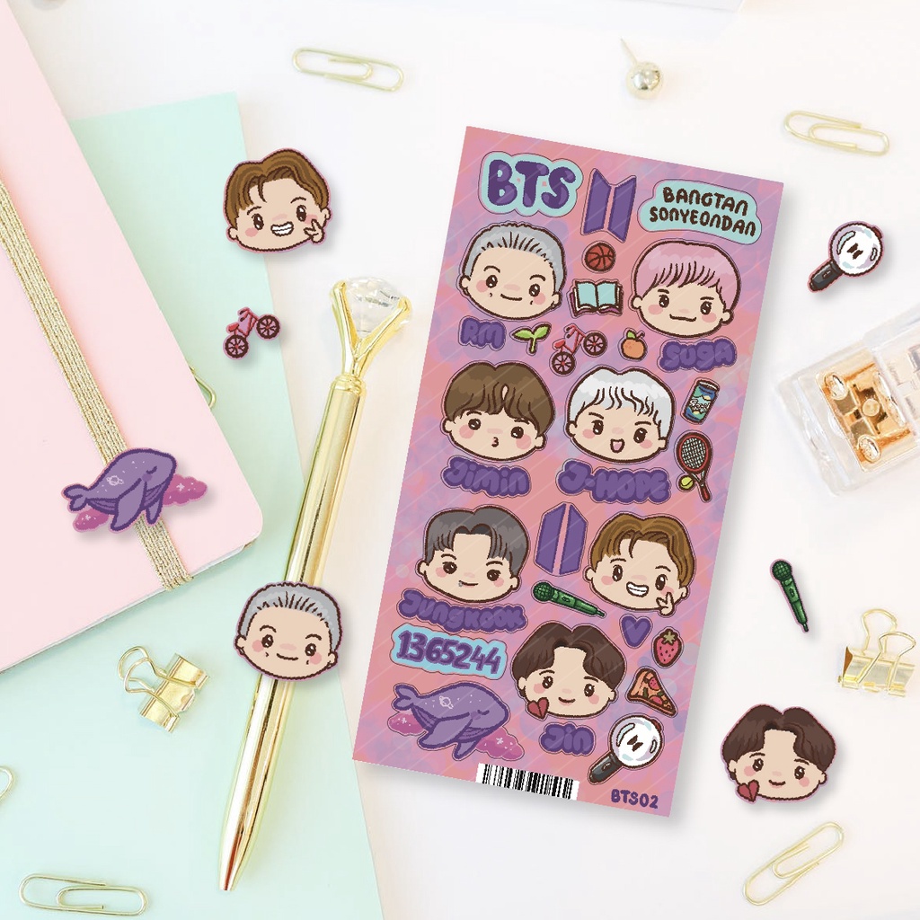 Jual Stiker BTS Kpop Fanmade Fanart BTS02 Stiker Label Kiss Cut Tahan ...