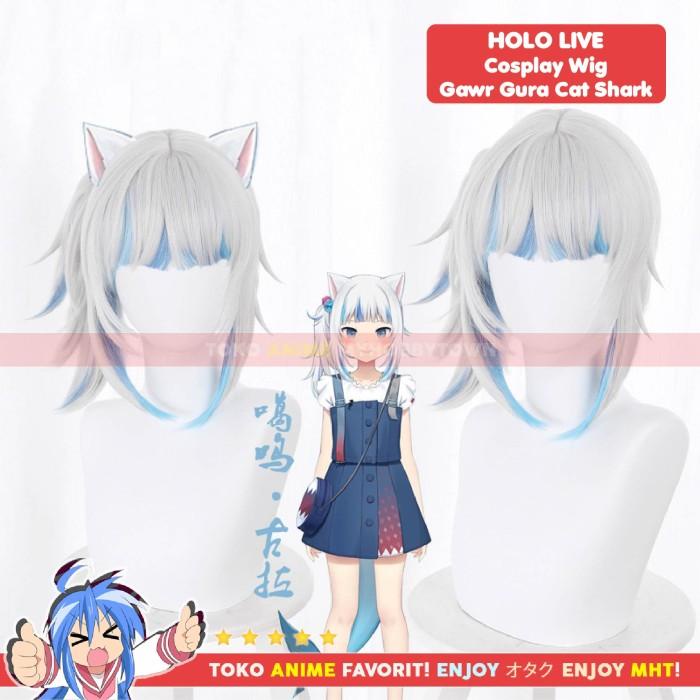 Wig Cosplay Anime Virtual Youtuber VTuber Holo Live Gawr Gura CatShark
