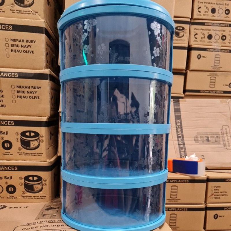 1 kg Rak Penyimpanan Makanan 4 Susun Tingkat Tudung Saji Tutup Food Cover 5 susun-Sakura biru