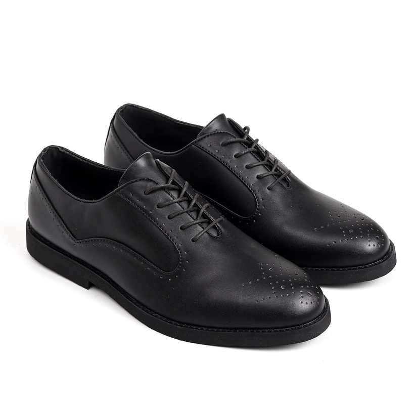 CERBERUS BLACK - Sepatu Pantofel Formal Oxford Pria Kerja Kantor Casual Sepatu Pantopel Hitam Tali Original