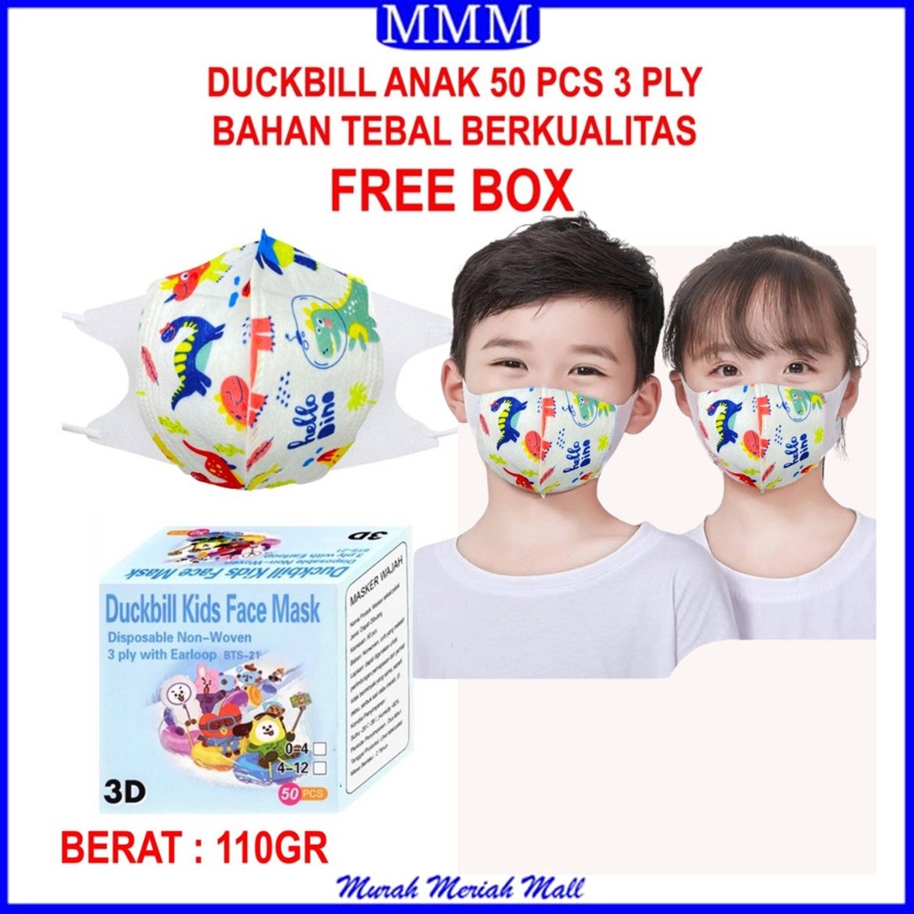 Jual MMM Masker Anak Duckbill 3Ply 50Pcs Earloop Child Kids Face Mask ...