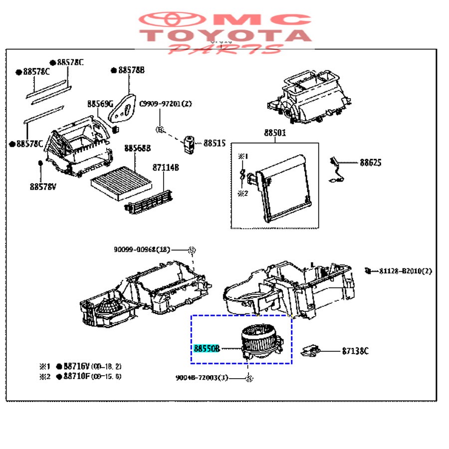 Blower AC / Motor Assy Depan Avanza Xenia Calya Sigra 88550-B4010