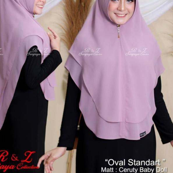 KHIMAR SYARI 2 LAYER HIJAB INSTANT OVAL STANDAR Mat CERUTY BABYDOL - Hitam