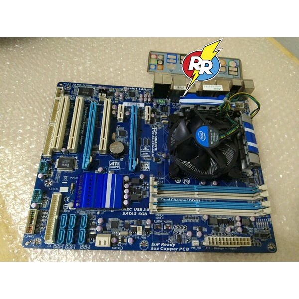 Mainboard Mobo Motherboard PC Gaming Merk Gigabyte GA-P55A-UD3P Paket Prosesor i7 860 USB 3.0 4 slot