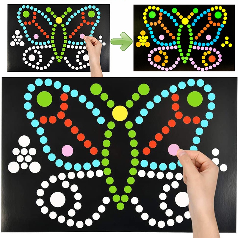 Stiker Planar Puzzle Dot Anak Primer Mosaik Mewarnai Balita Kerajinan Seni DIY Untuk Anak Perempuan Laki-Laki