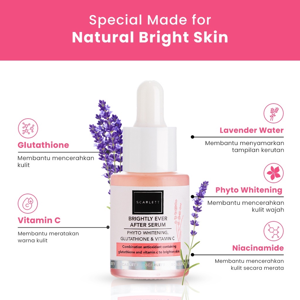 Scarlett Whitening Brightly Ever After Serum Size 15 ml Serum Memutihkan dengan Cerah Selamanya