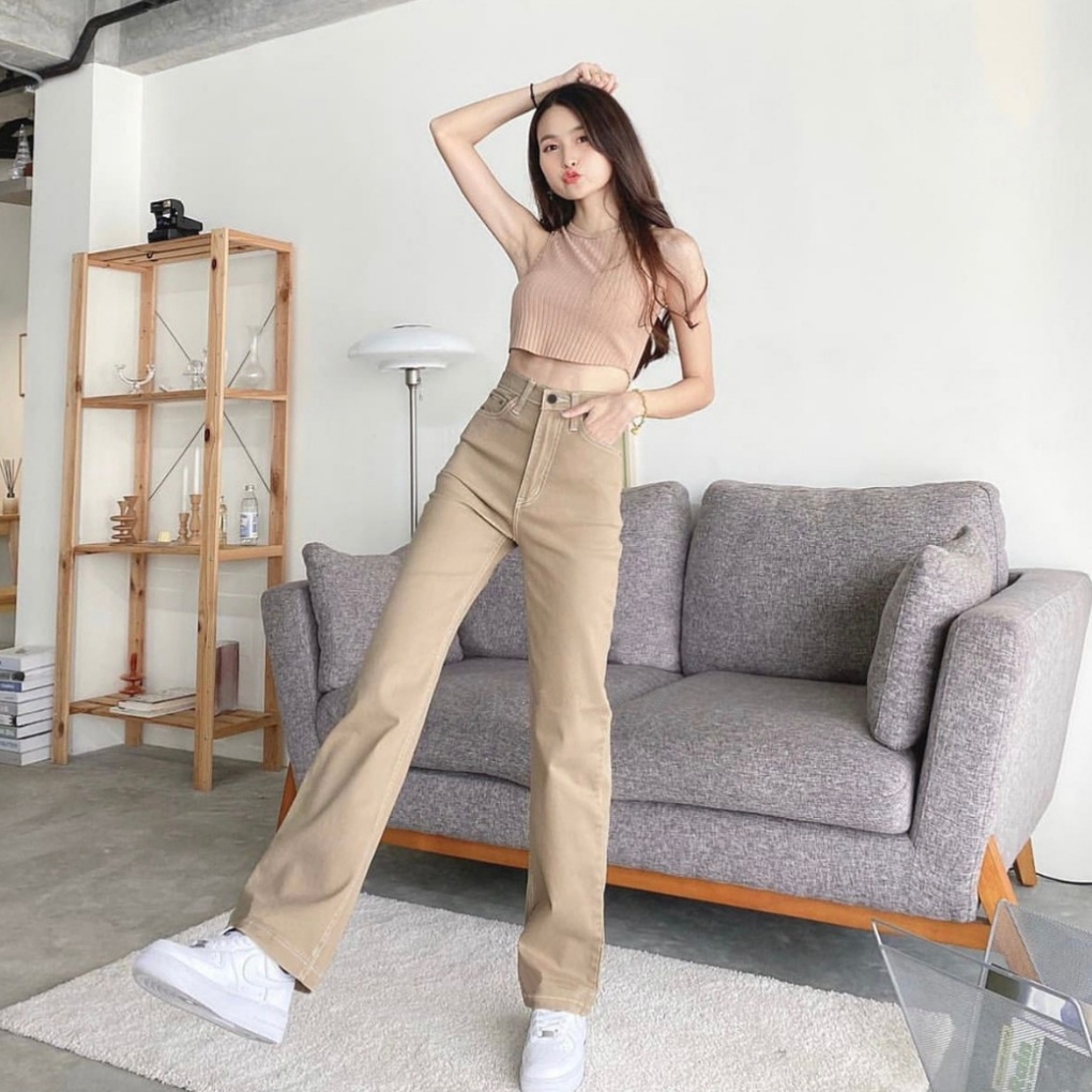 MCO - Celana Wanita - Hotty Cullote Loose Jeans Khaki 061