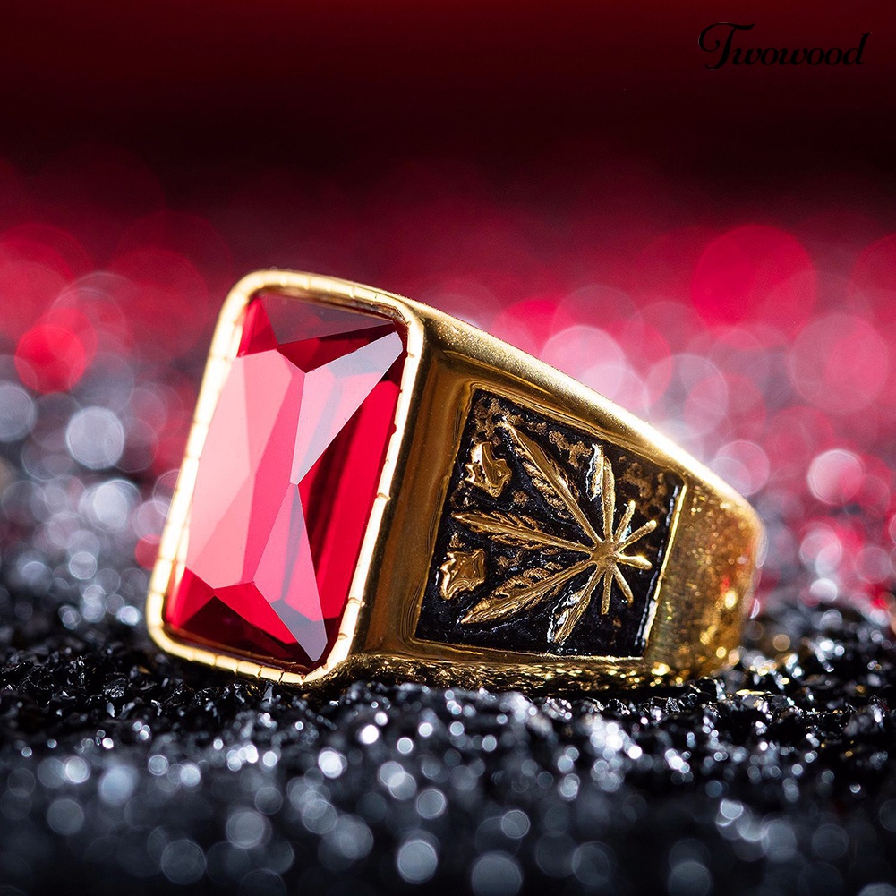 Cincin Batu Permata Imitasi Gaya Vintage Untuk Pria