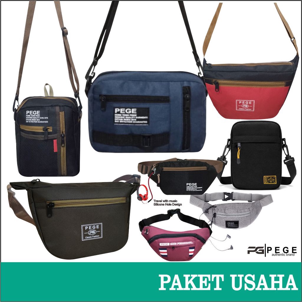 Paket Usaha Tas PEGE Terjangkau Selempang - Waistbag - Slingbag Pria Wanita Unisex - PG Paket Usaha 2
