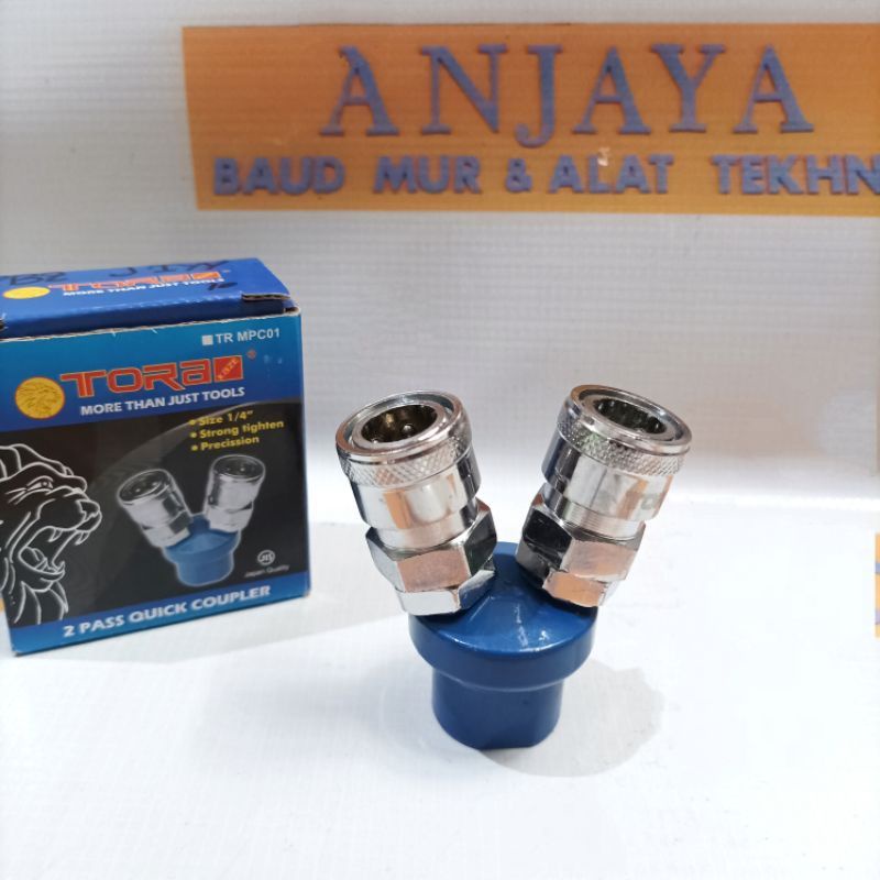TORA Nepel Kompresor 2 Cabang / 2 Pass Quick Coupler 1/4"