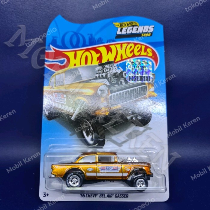 Hot Wheels FS Legends Tour 55 Chevy Bel Air Gasser Gold Ban Karet NUSEL