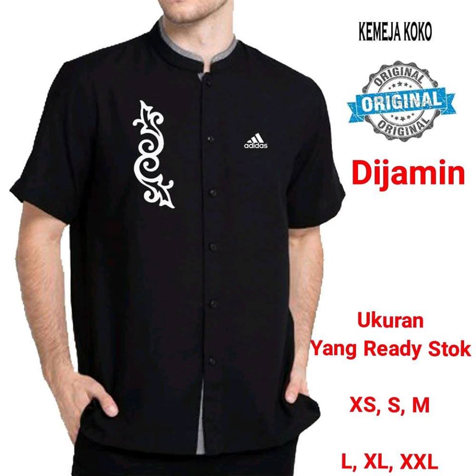 Kemeja Koko Pria Terbaru Logo Adidas Bahan Original Dan berkualitas Sangat Nyaman Dipakai Sehari-Har