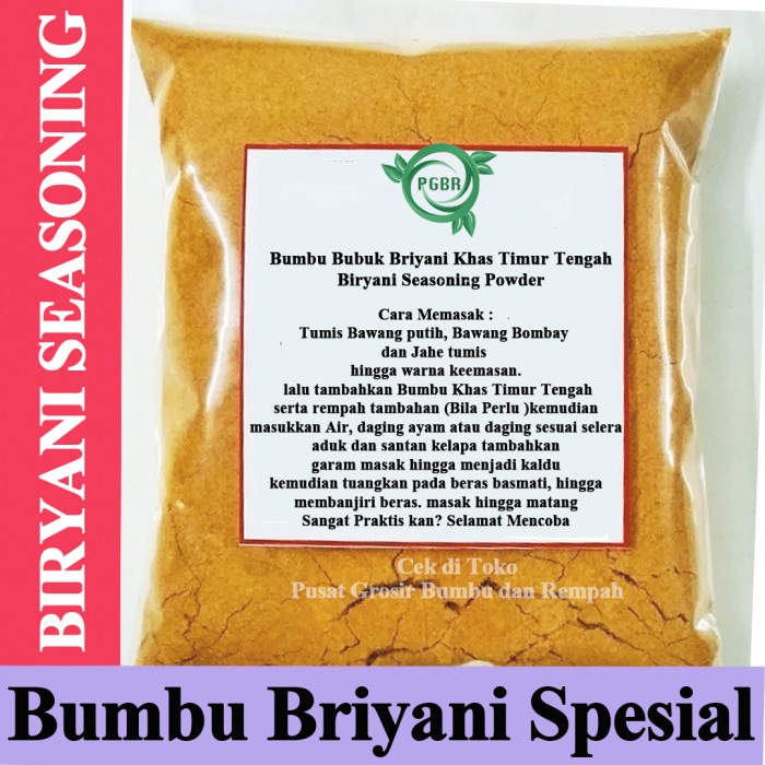

Pusat Grosir Dan Bumbu Rempah Bumbu Briyani Khas Arab untuk ukuran 1 Liter Beras / Briyani Seasoning / Kabli / Bumbu Khas Timur Tengah