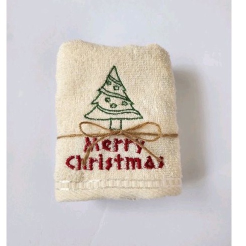 Souvenir Natal/ Hadiah/ Kado Handuk Bordir Merry Christmas