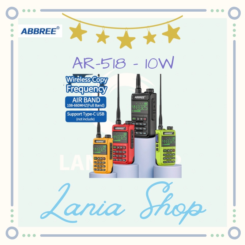 ABBREE AR-518 - Walkie Talkie 10W Power Air Band 108-660MHz Frequency