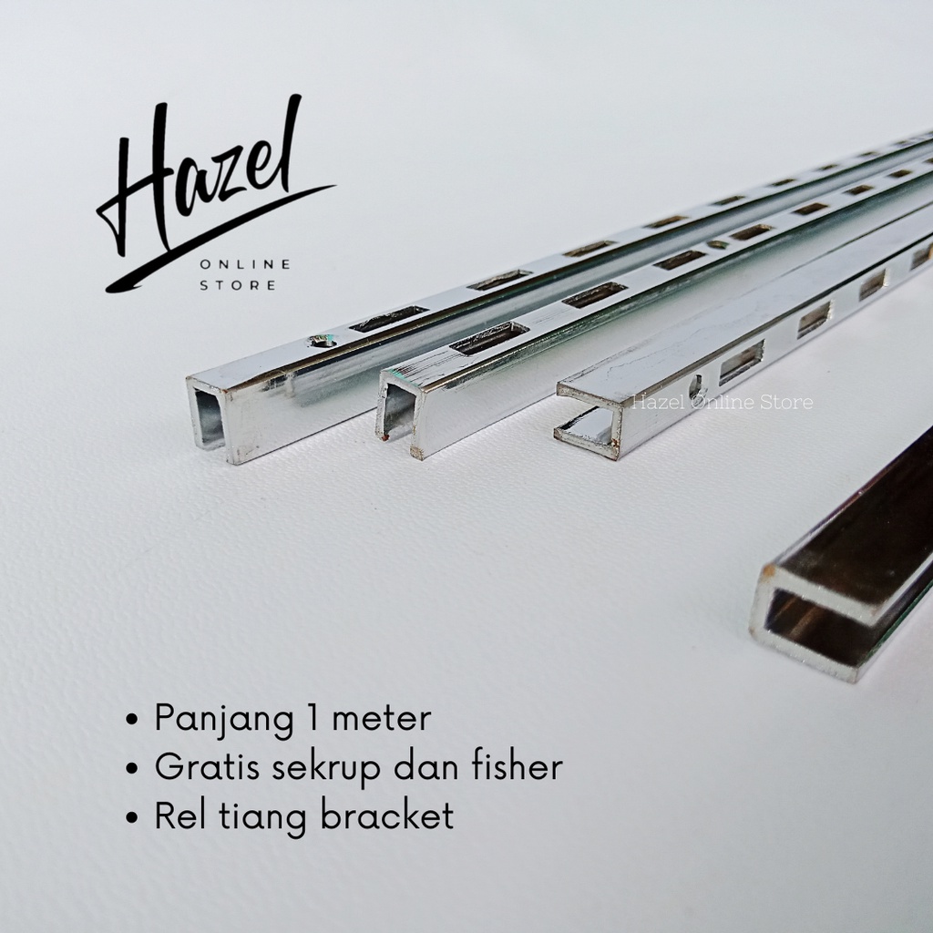 Tiang Bracket 1 Meter Rel Breket Penyangga Rak Dinding Hazel