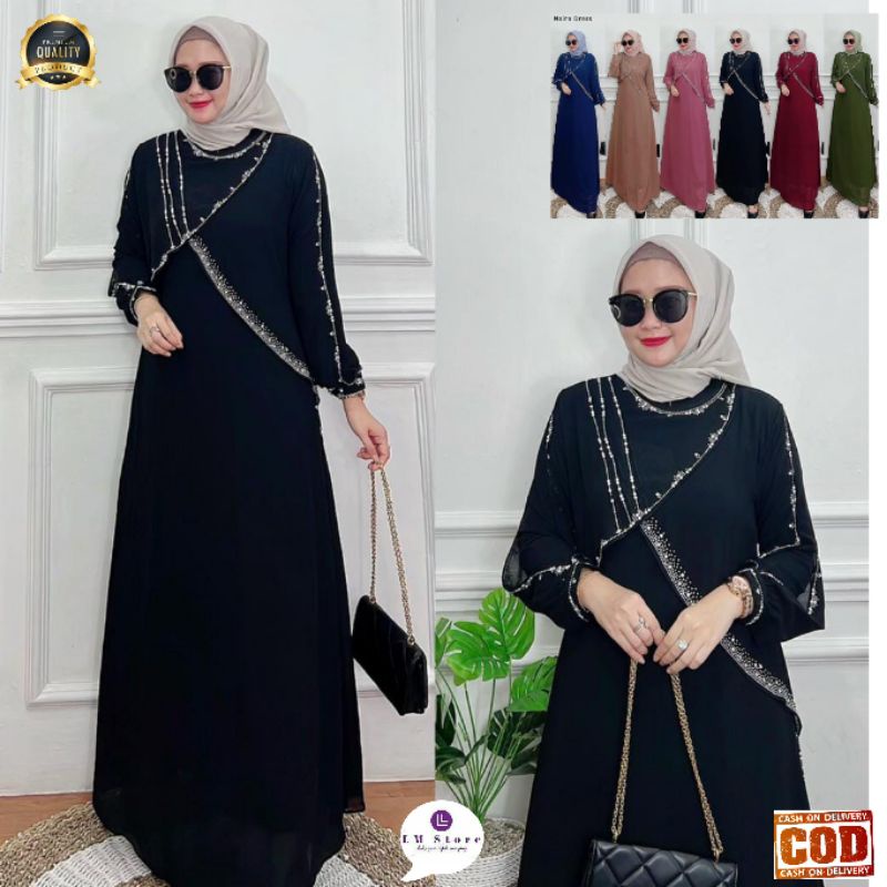 Gamis Mewah Terbaru Wadah Muslim Naira Dress Kondangan Wanita Ori Premium Fashion Muslimah Terkini E