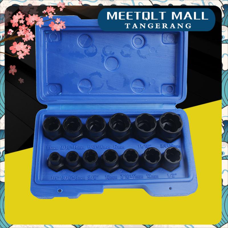 Mata Kunci Shock,Impact Socket,ukuran 6mm -19mm,Bolt Nut Remover Set,Nut Extractor Socket,Rusting buruk Bolt Remover,13Pcs