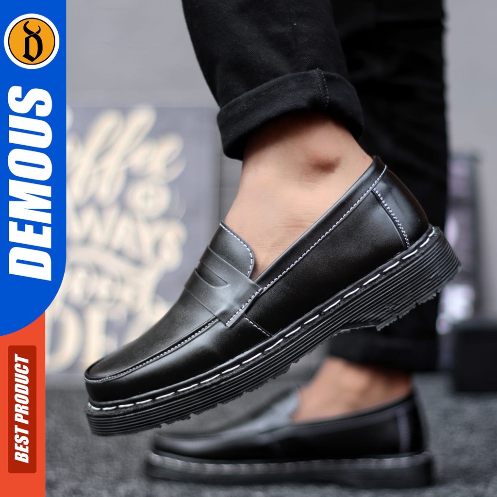 DEMOUS Vai - Sepatu Loafers Docmart Low Boots Pantofel Formal Kerja Pria