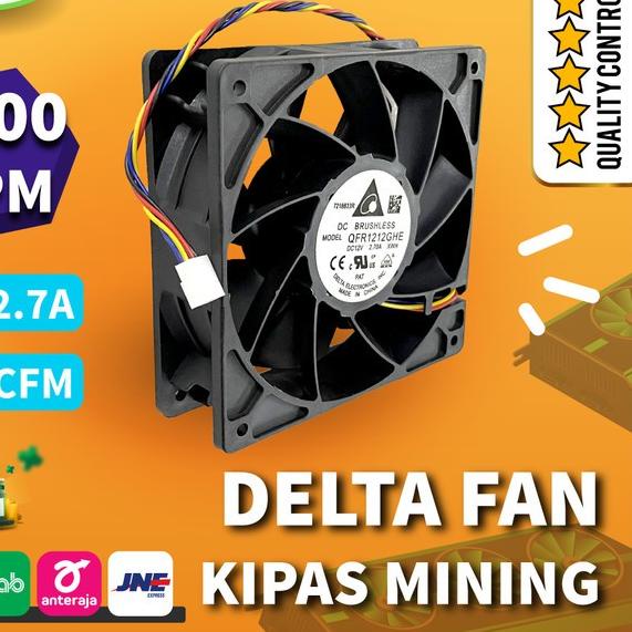 DELTA FAN 120mm 12V 2.7A 6000RPM ⚡ KIPAS MINING RIG / ANTMINER - 6000 RPM