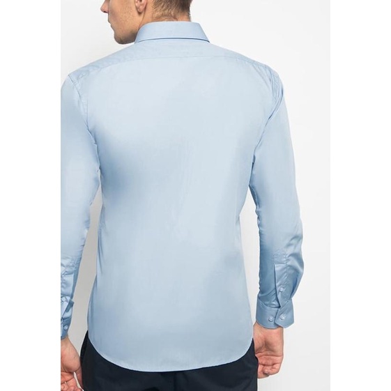 Alisan Kemeja Lengan Panjang Polos Slimfit Biru Muda PLSSFLSB2 - Biru Muda, XL