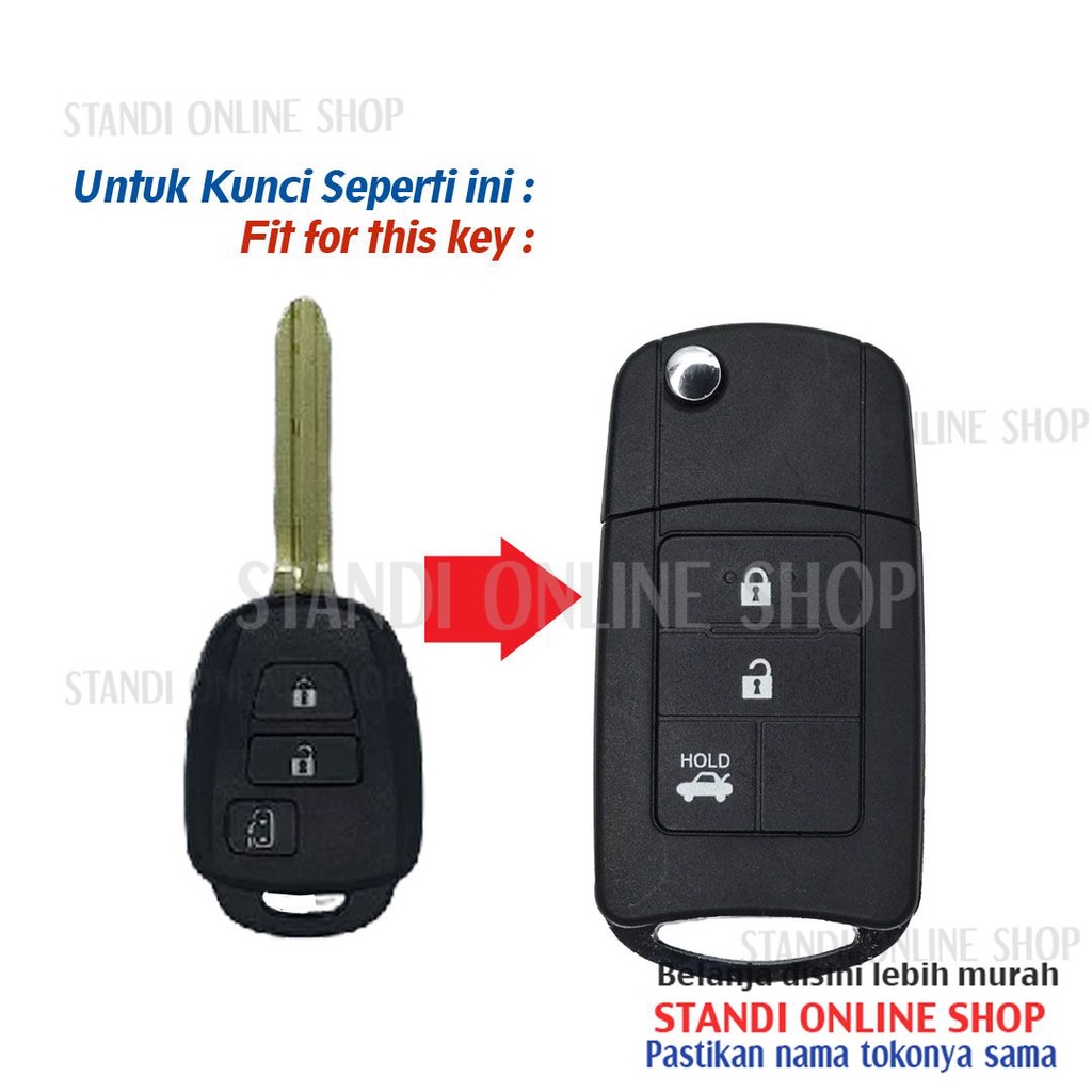 Casing Kunci Lipat FlipKey Rumah Kunci Toyota All New Sienta Tipe G