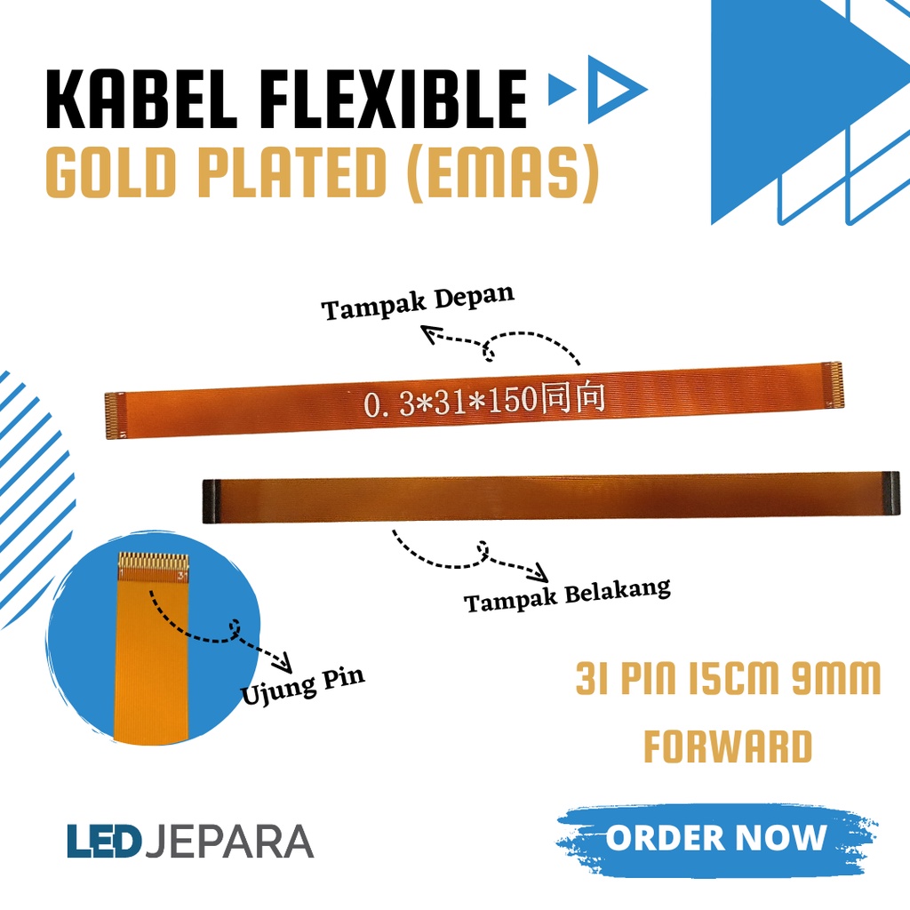Kabel Flexible Laptop Lapis Emas Kabel Flat Gold Plated Flat Cable Gold Plated 31Pin